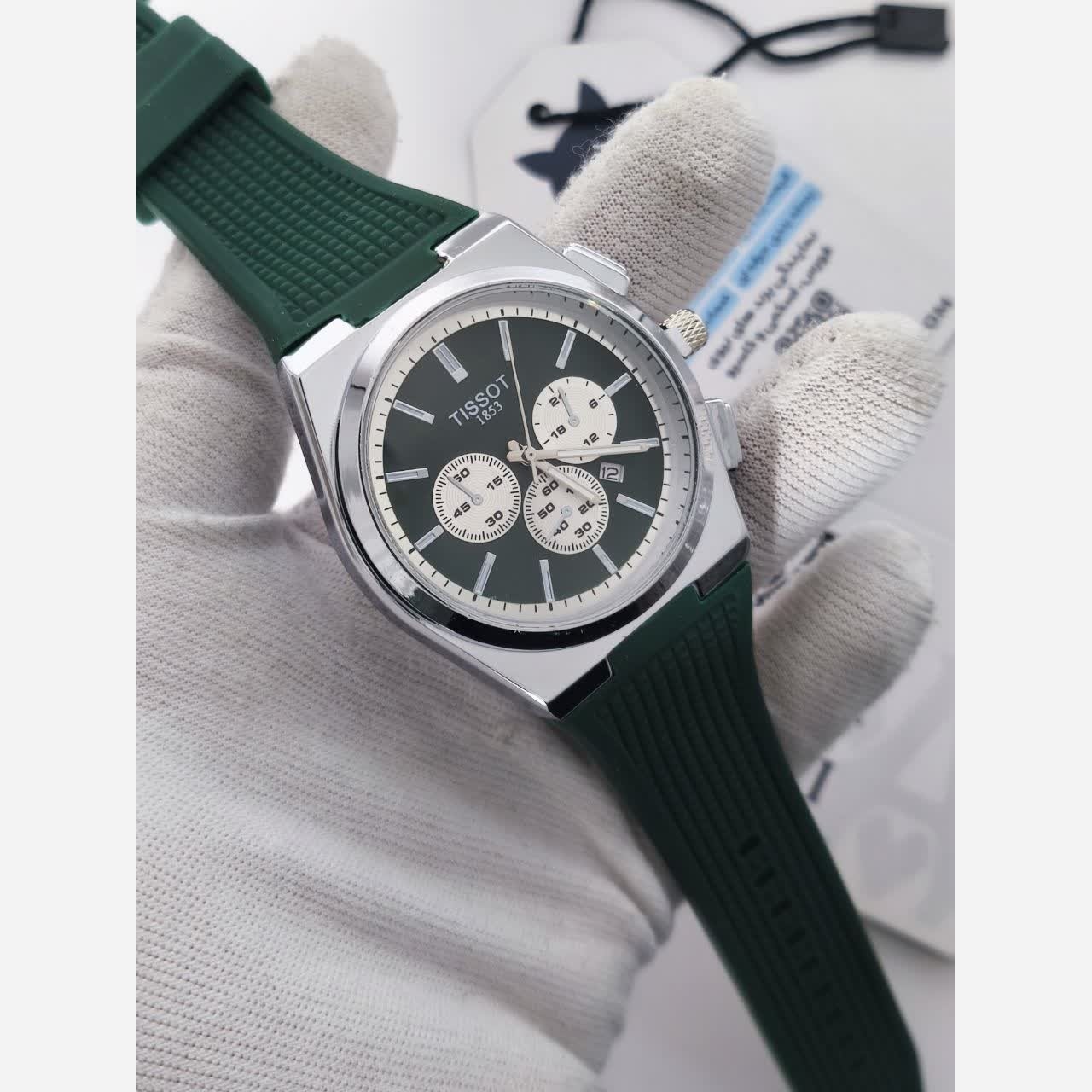 ساعت مچی عقربه ای مردانه تیسوت TISSOT سبز نقره ای