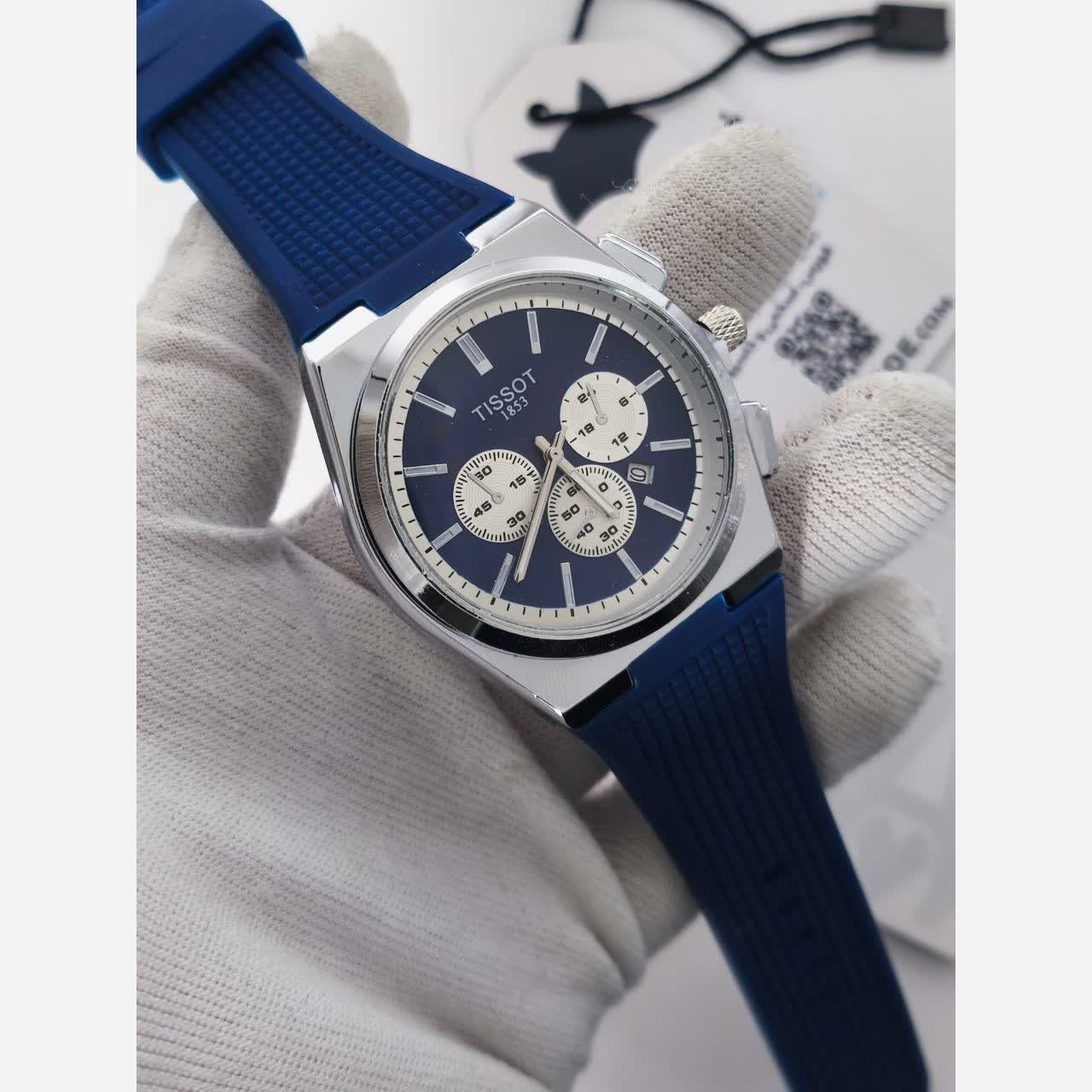 ساعت مچی عقربه ای مردانه تیسوت TISSOT سرمه ای نقره ای