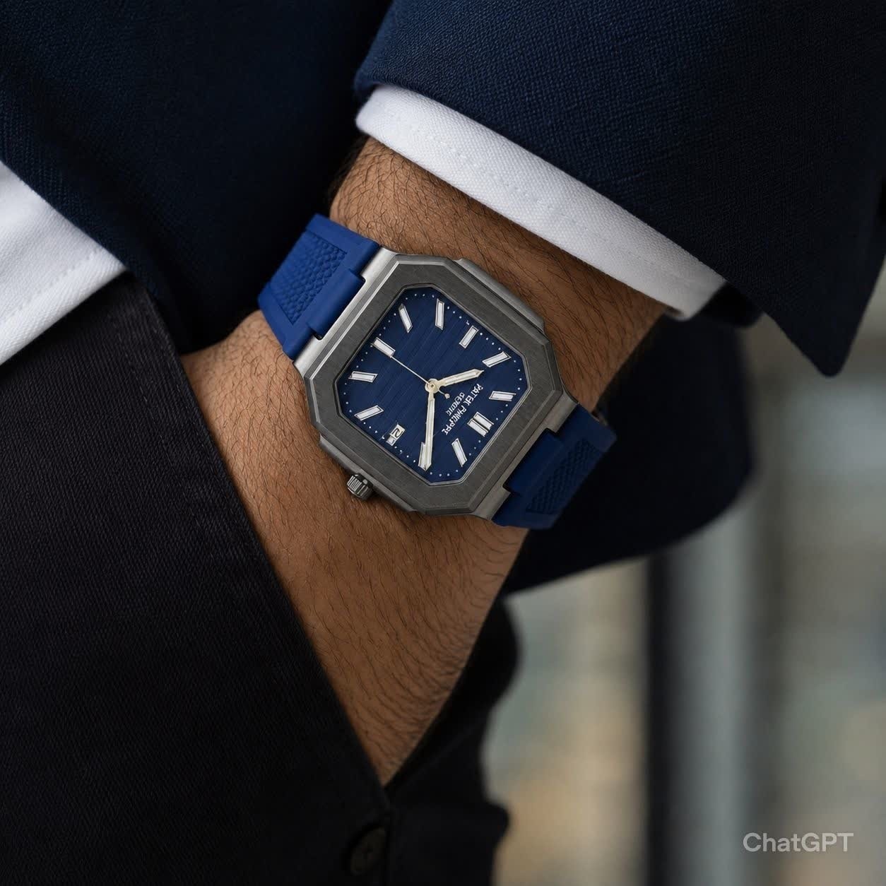 ساعت مچی عقربه ای مردانه پتک فیلیپ PATEKPHILIPPE سرمه ای مشکی مربعی