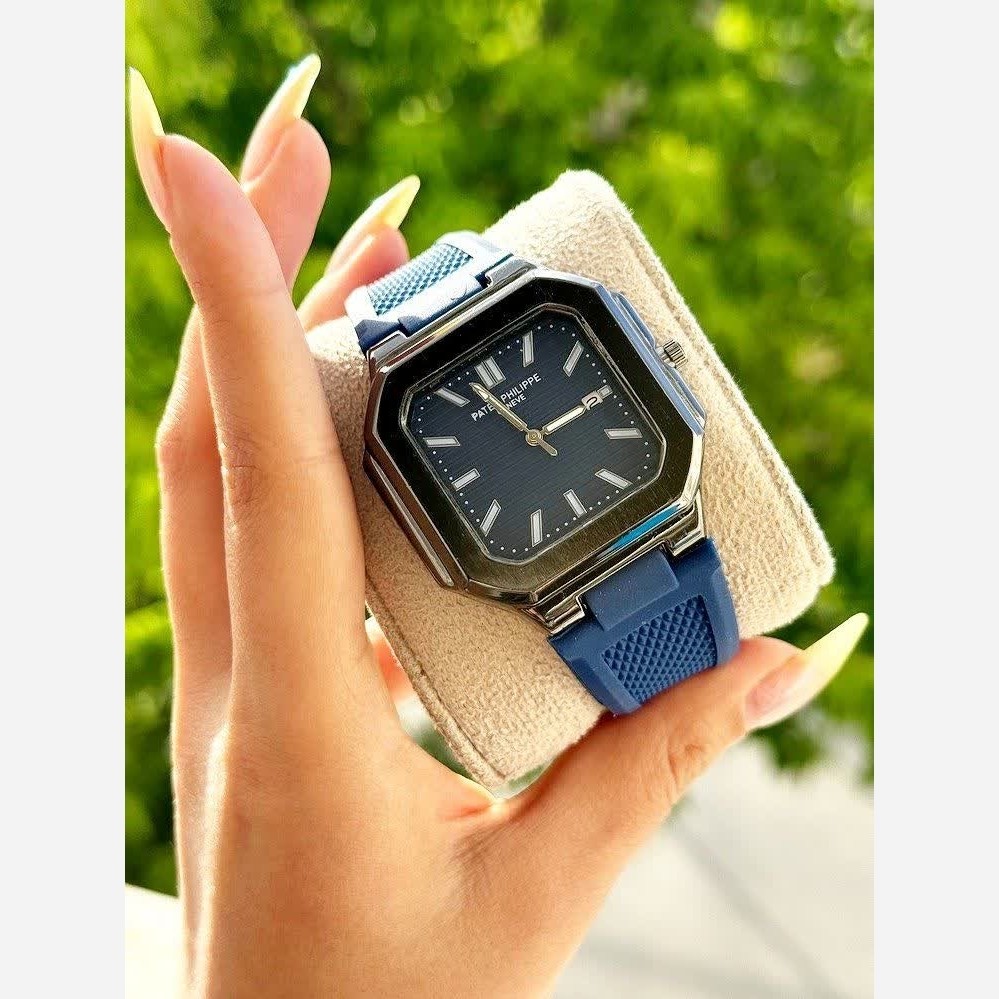 ساعت مچی عقربه ای مردانه پتک فیلیپ PATEKPHILIPPE سرمه ای مشکی مربعی