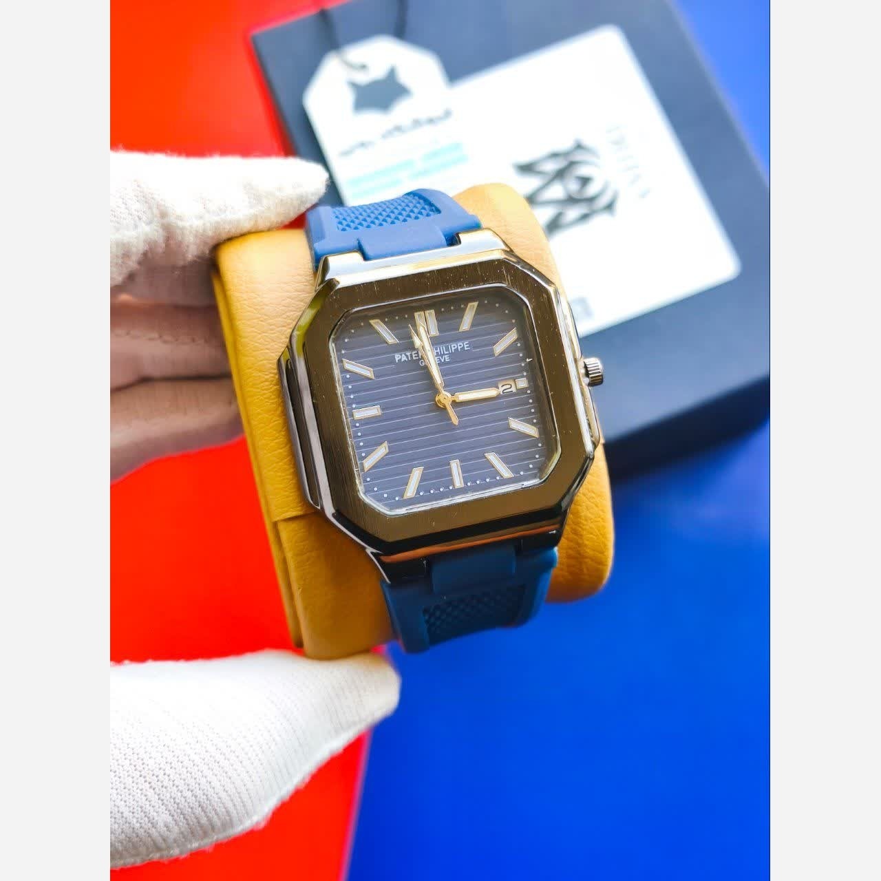 ساعت مچی عقربه ای مردانه پتک فیلیپ PATEKPHILIPPE سرمه ای مشکی مربعی