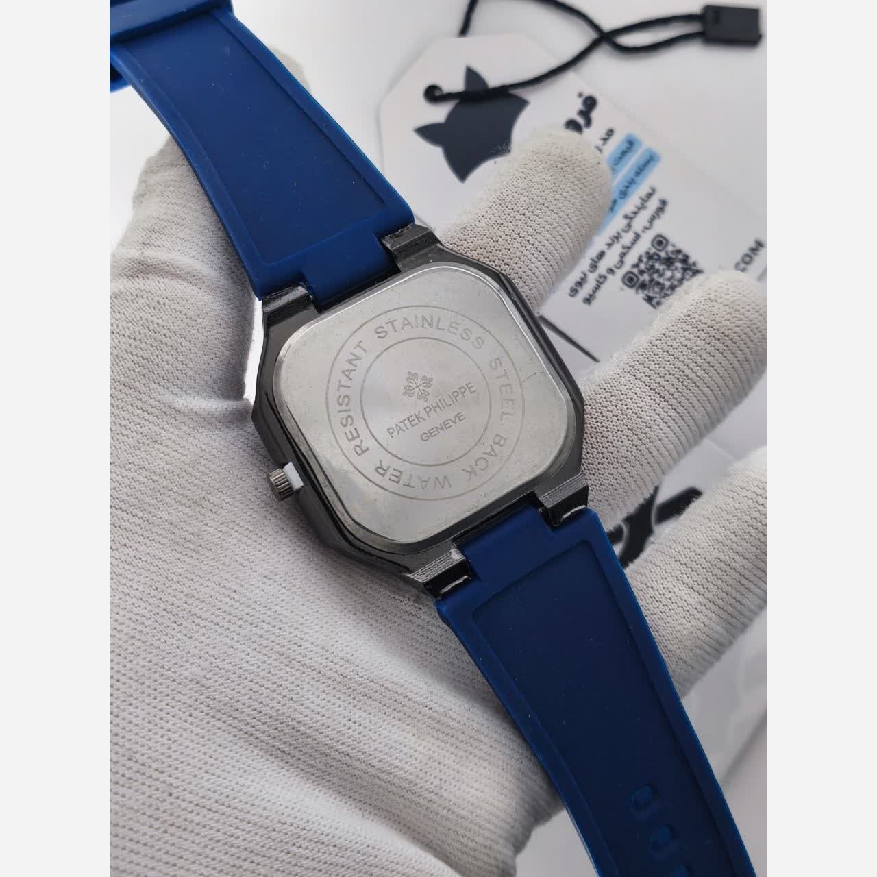 ساعت مچی عقربه ای مردانه پتک فیلیپ PATEKPHILIPPE سرمه ای نقره ای مربعی