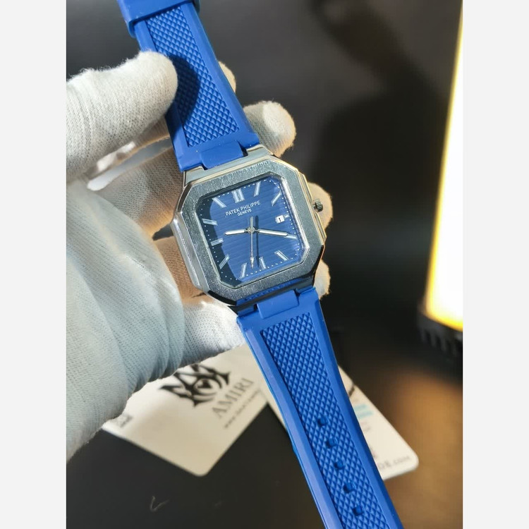 ساعت مچی عقربه ای مردانه پتک فیلیپ PATEKPHILIPPE سرمه ای نقره ای مربعی