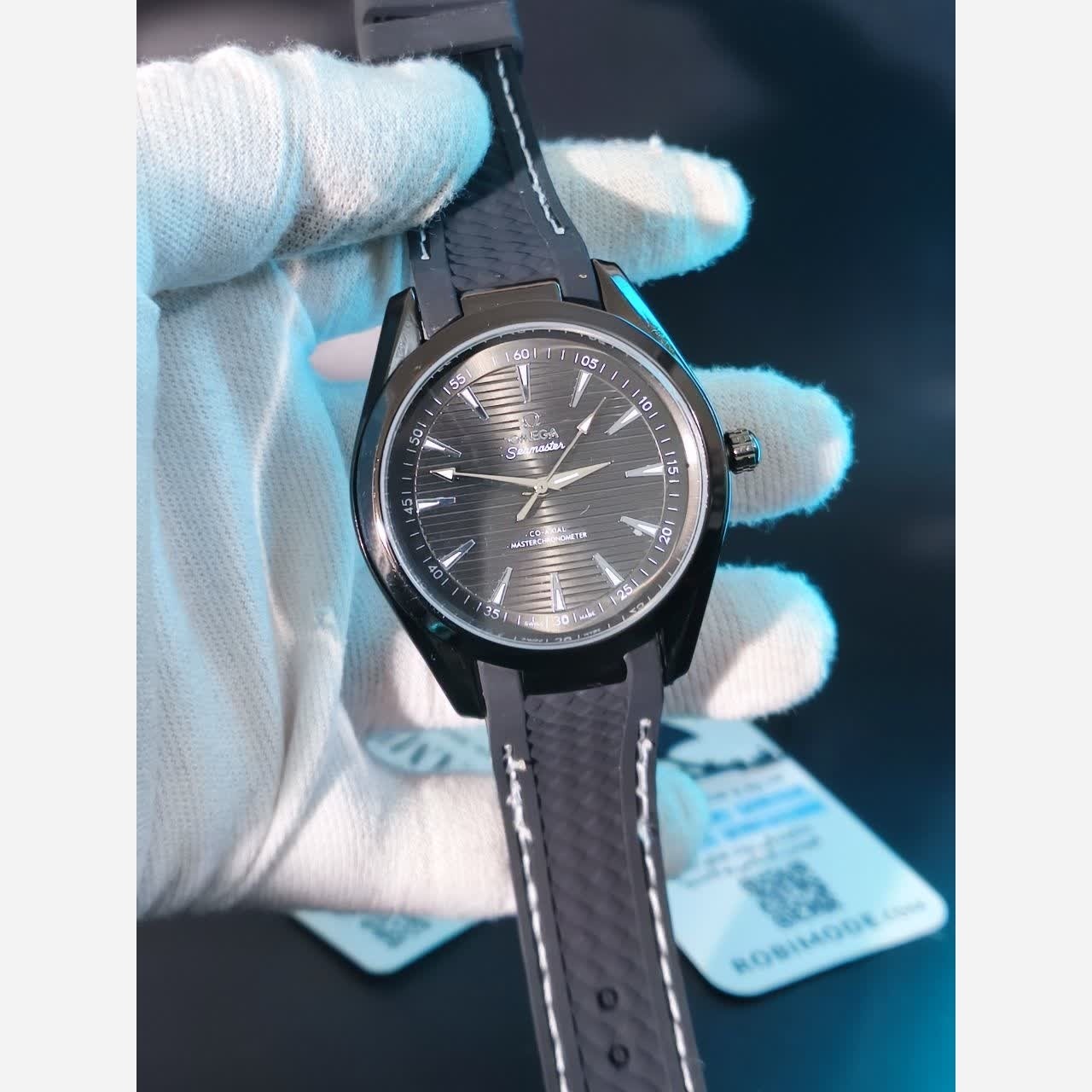 ساعت مچی عقربه ای مردانه اومگا OMEGA بند رابر مشکی