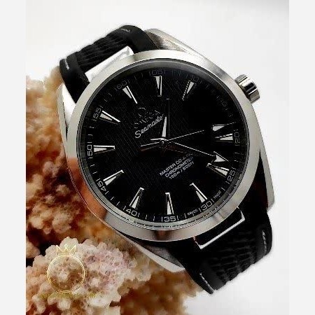 ساعت مچی عقربه ای مردانه اومگا OMEGA بند رابر مشکی