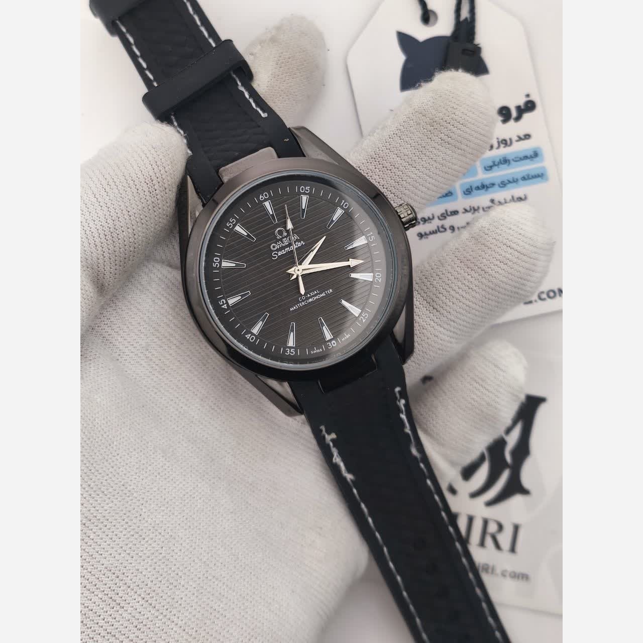 ساعت مچی عقربه ای مردانه اومگا OMEGA بند رابر مشکی