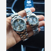 ساعت مچی زنانه رولکس ROLEX دو تقویمه نقره ای سفید
