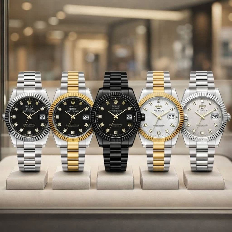 ساعت مچی زنانه رولکس ROLEX دو تقویمه نقره ای سفید