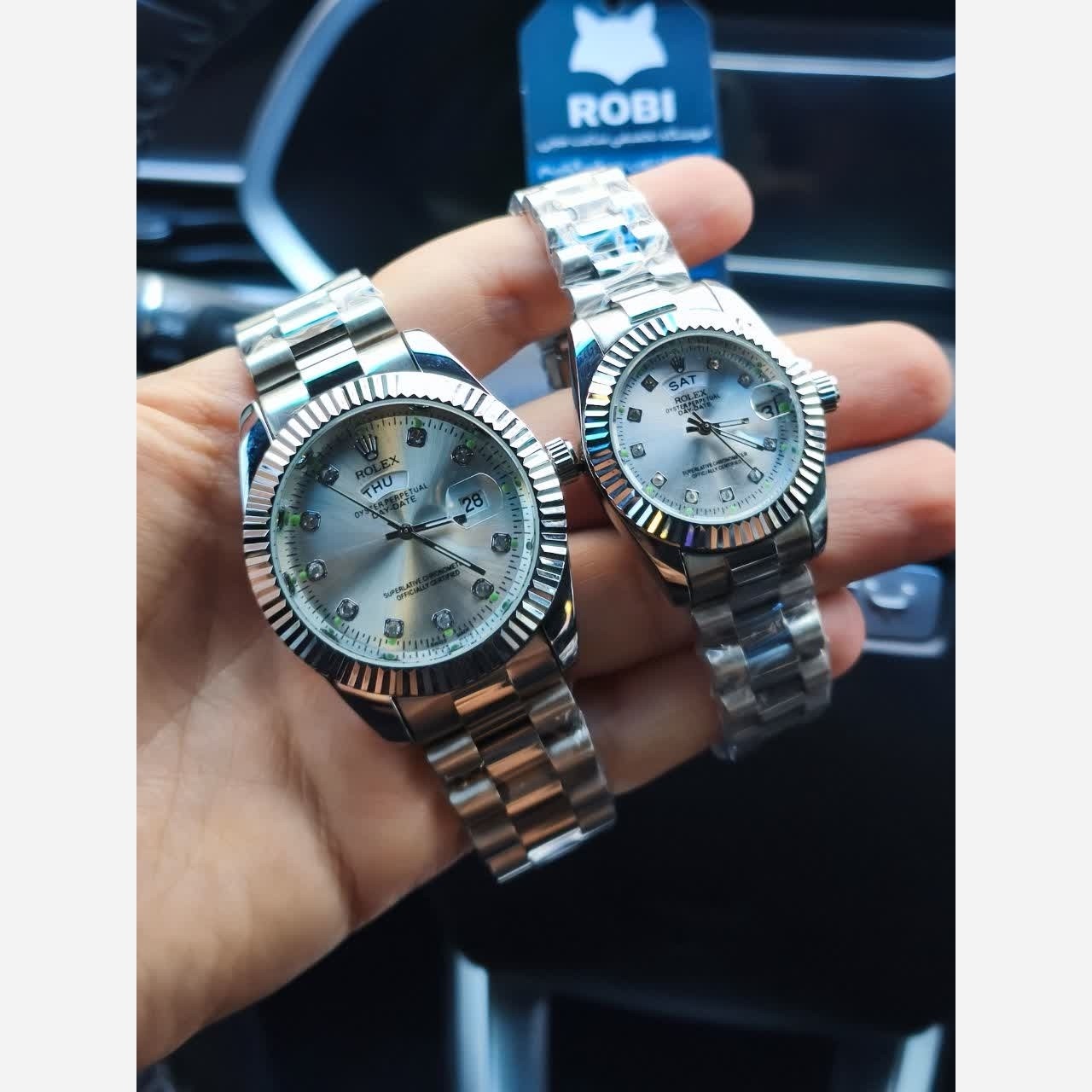 ساعت مچی زنانه رولکس ROLEX دو تقویمه فول مشکی