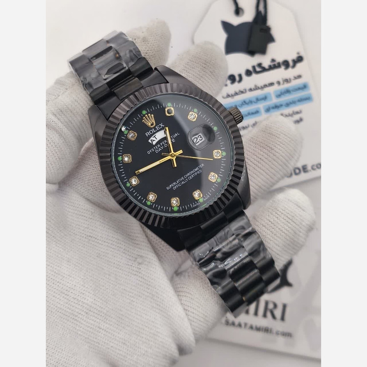 ساعت مچی مردانه رولکس ROLEX دو تقویمه فول مشکی