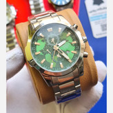 ساعت مچی مردانه کاسیو CASIO EDIFICE موتور ژاپن صفحه سبز دور نقره ای