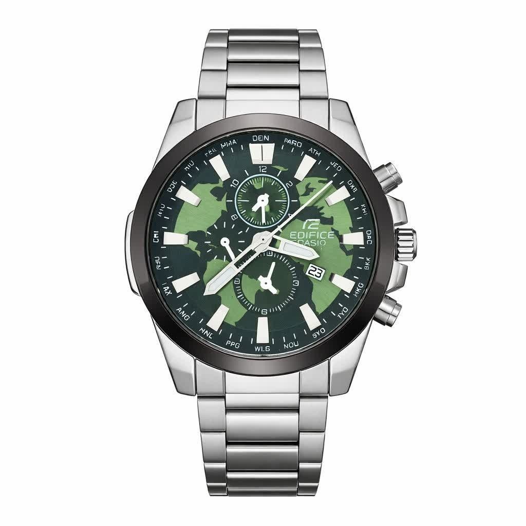 ساعت مچی مردانه کاسیو CASIO EDIFICE موتور ژاپن صفحه سبز دور مشکی