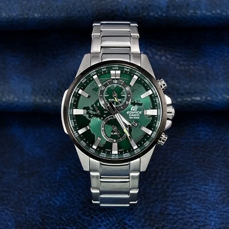 ساعت مچی مردانه کاسیو CASIO EDIFICE موتور ژاپن صفحه سبز دور مشکی
