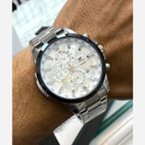 ساعت مچی مردانه کاسیو CASIO EDIFICE موتور ژاپن صفحه سفید دور مشکی