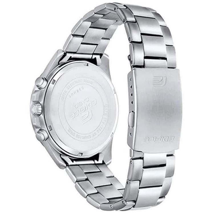 ساعت مچی مردانه کاسیو CASIO EDIFICE موتور ژاپنی صفحه سفید دور مشکی