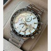 ساعت مچی مردانه کاسیو CASIO EDIFICE موتور ژاپنی صفحه سفید دور مشکی