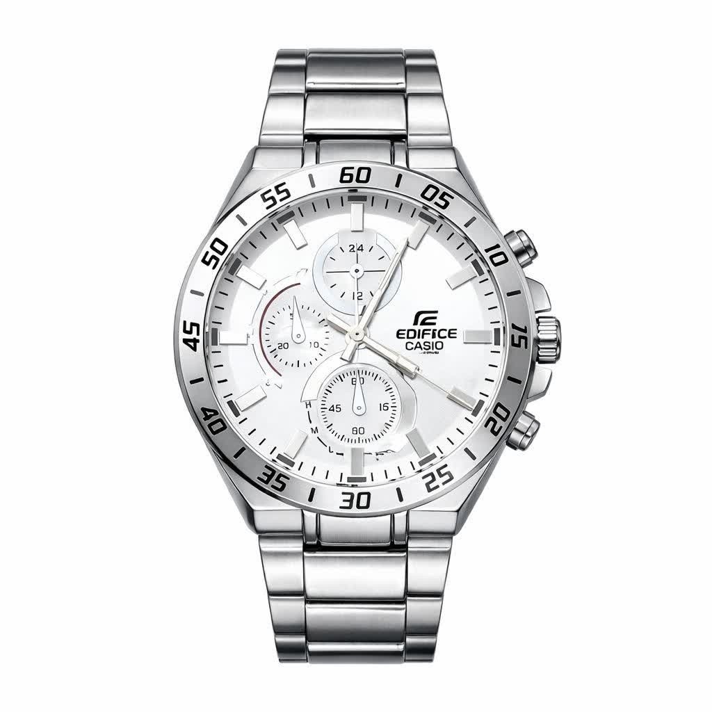 ساعت مچی مردانه کاسیو CASIO EDIFICE موتور ژاپنی صفحه سفید دور سفید