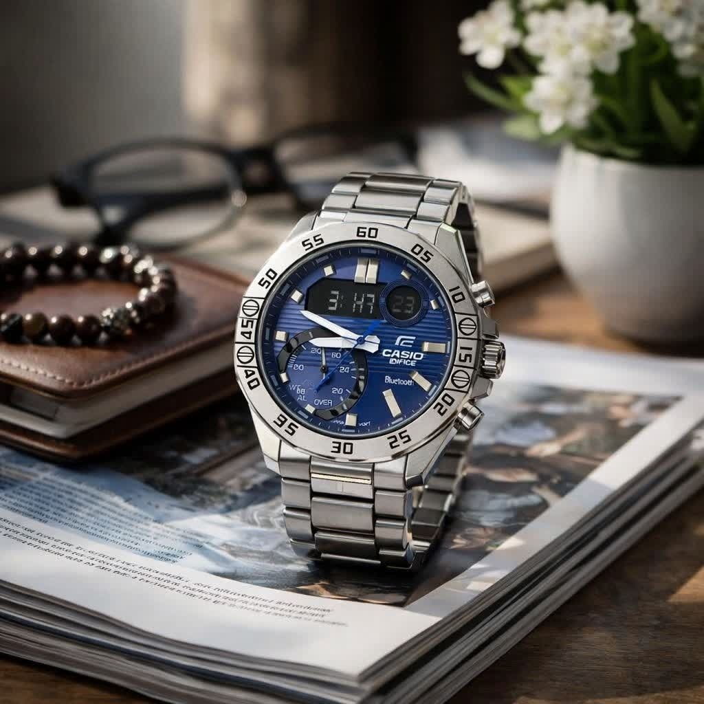 ساعت مچی مردانه عقربه ای و دیجیتال کاسیو CASIO EDIFICE موتور ژاپنی مدل03