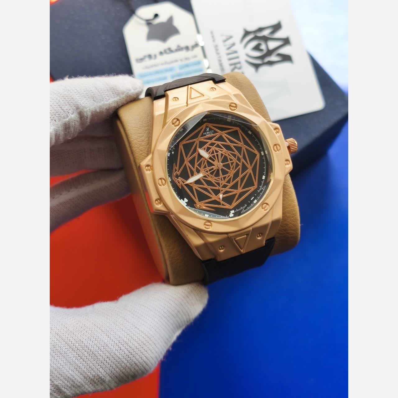 ساعت مچی مردانه هابلوت کهکشانی HUBLOT مشکی رزگلد