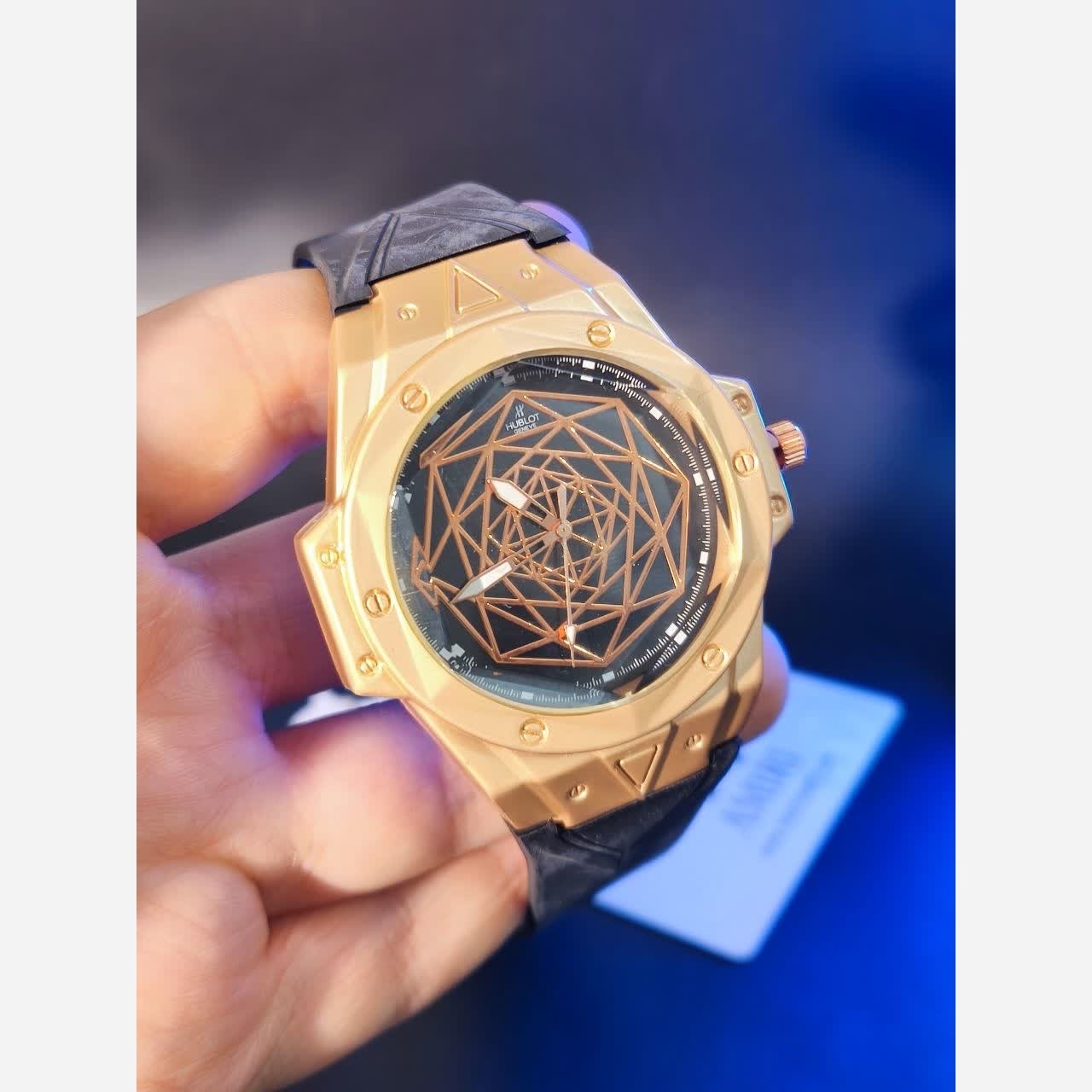 ساعت مچی مردانه هابلوت کهکشانی HUBLOT مشکی رزگلد