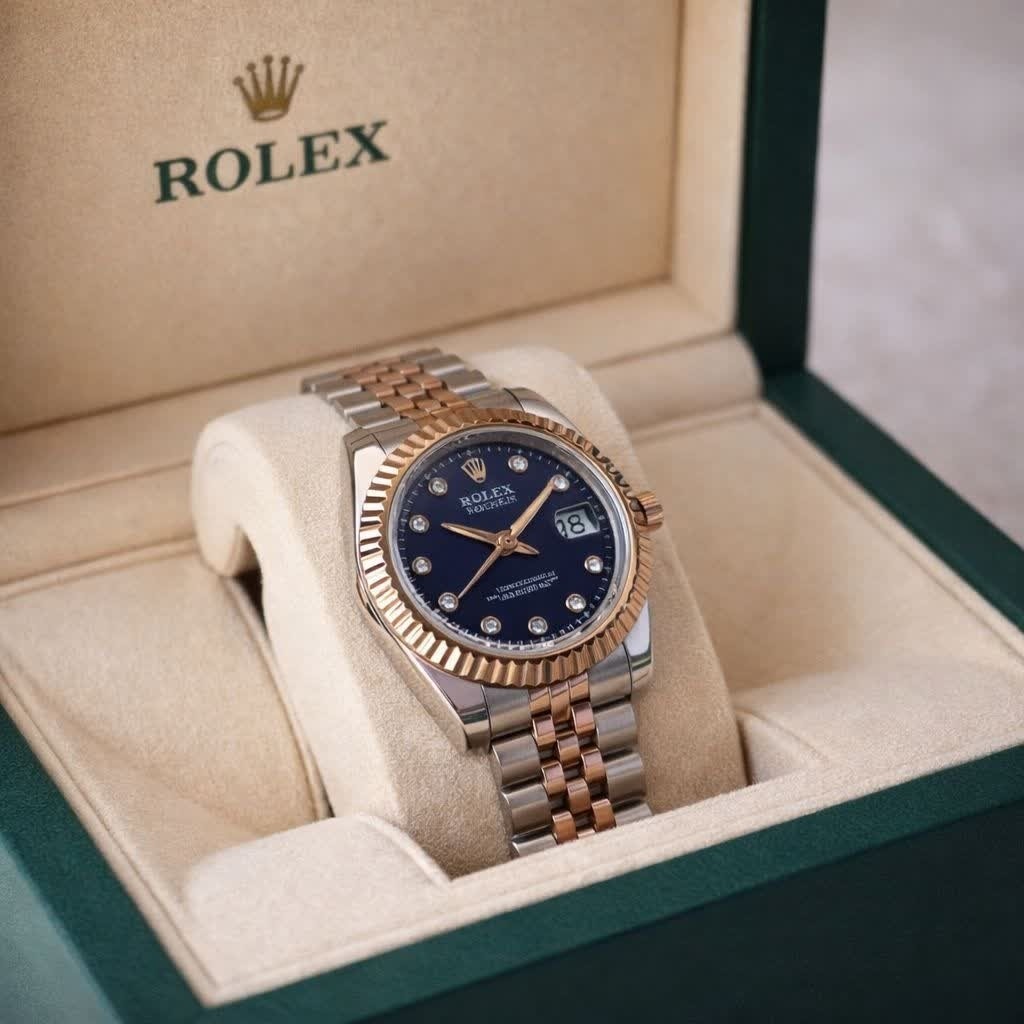 ساعت مچی زنانه رولکس دیت جاست ROLEX Date just نقره ای سرمه ای