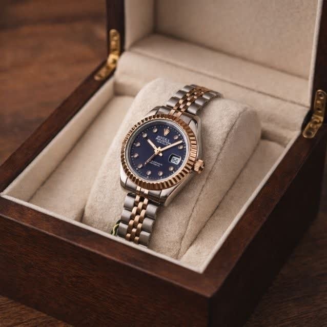 ساعت مچی زنانه رولکس دیت جاست ROLEX Date just نقره ای سرمه ای