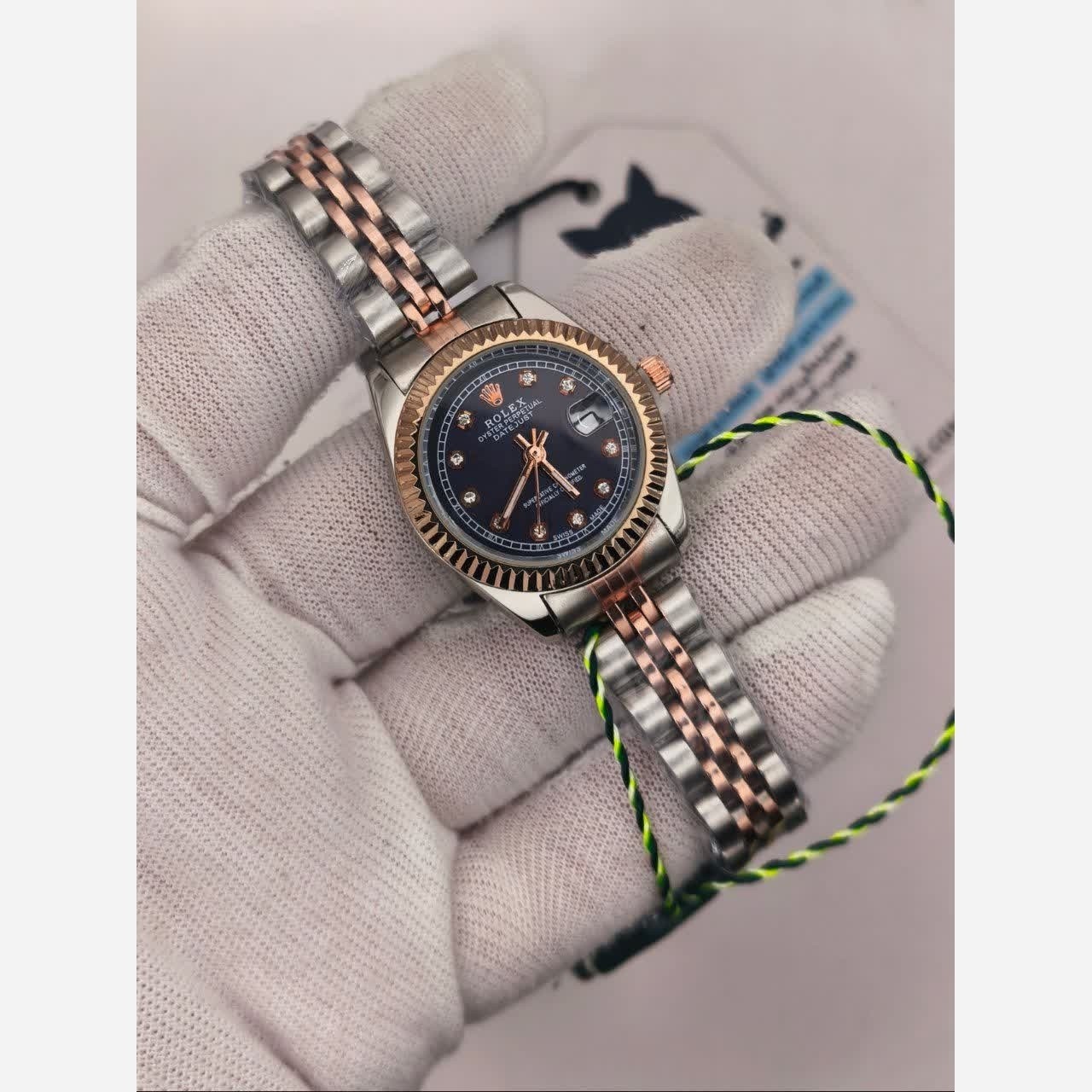 ساعت مچی زنانه رولکس دیت جاست ROLEX Date just نقره ای سرمه ای