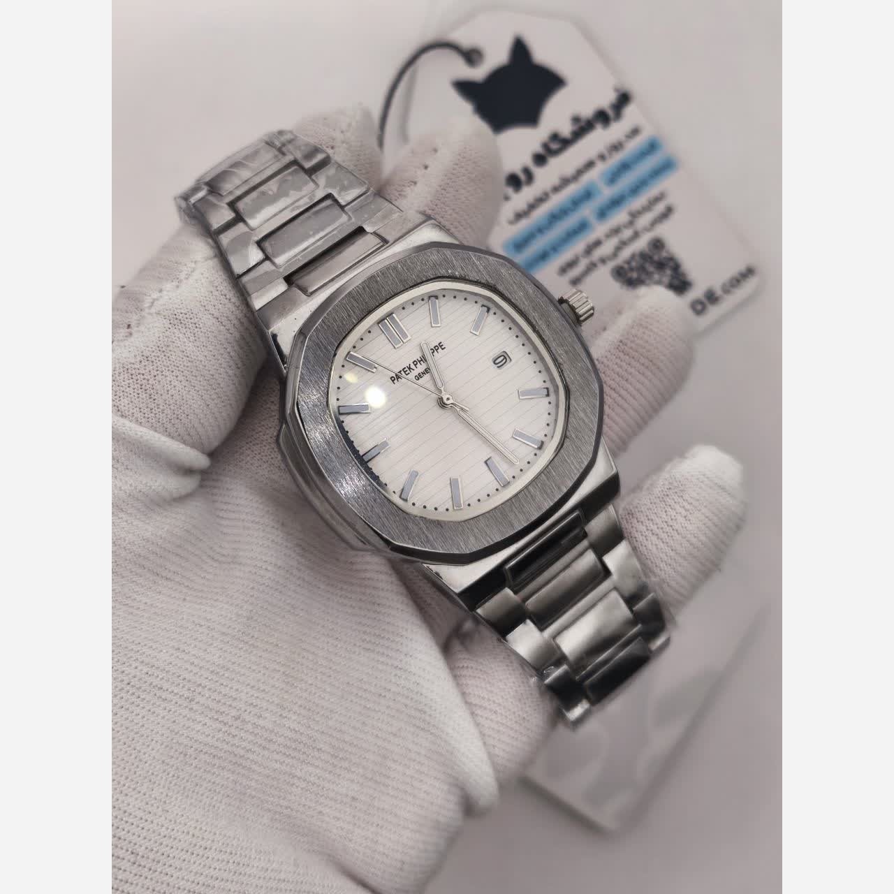 ساعت مچی عقربه ای مردانه پتک فیلیپ PATEK PHILPPE قفل مخفی صفحه سفید