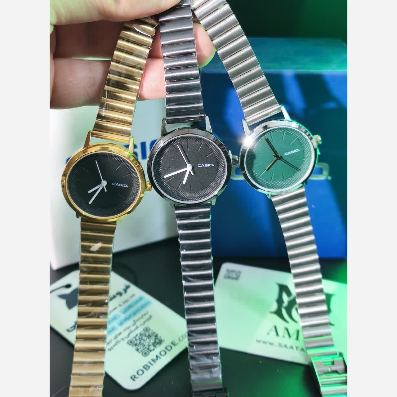 ساعت مچی زنانه کاسیو CASIO ژاپنی طلایی مشکی + جعبه