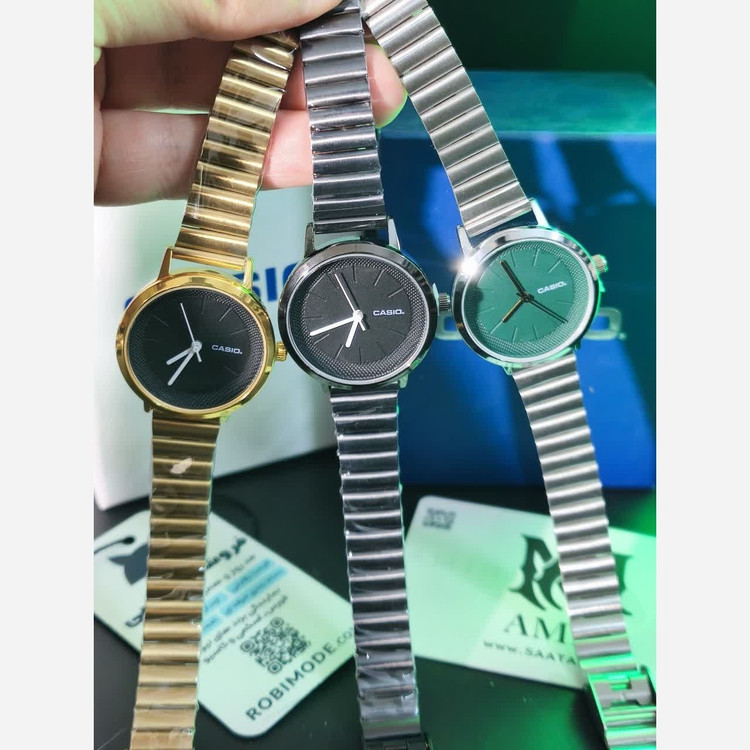 ساعت مچی زنانه کاسیو CASIO ژاپنی طلایی مشکی + جعبه
