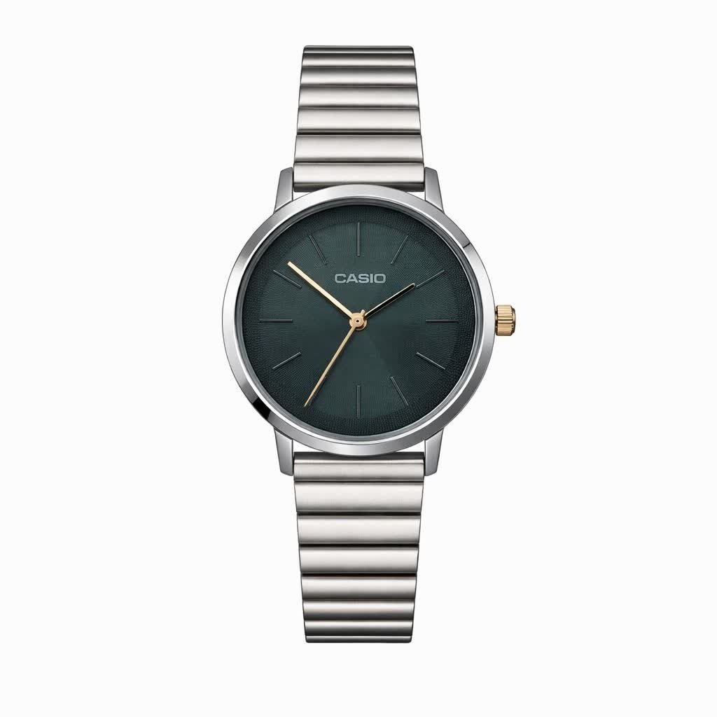 ساعت مچی زنانه کاسیو CASIO ژاپنی نقره ای سبز+ جعبه