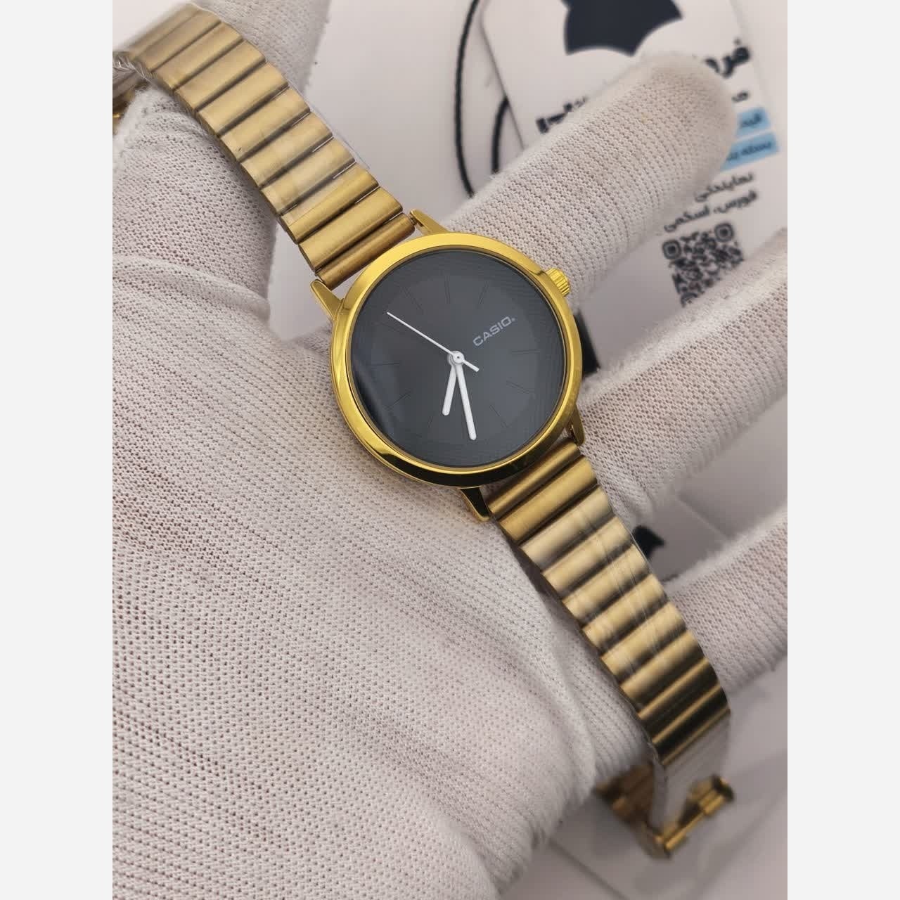 ساعت مچی زنانه کاسیو CASIO ژاپنی طلایی مشکی + جعبه