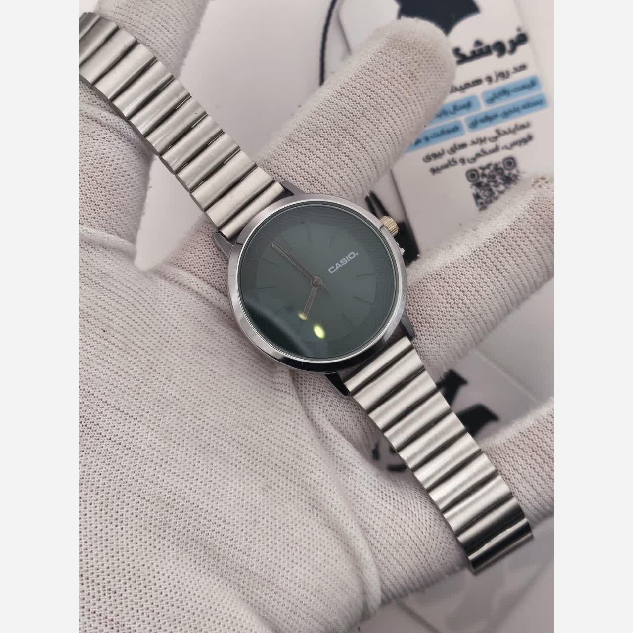 ساعت مچی زنانه کاسیو CASIO ژاپنی نقره ای سبز+ جعبه
