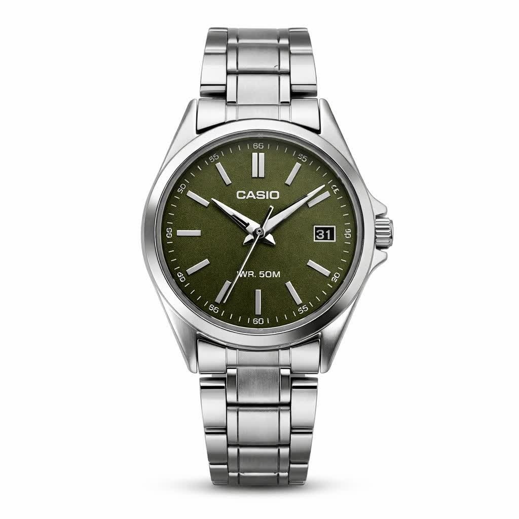ساعت مچی زنانه کاسیو CASIO ژاپنی نقره ای سبز + جعبه