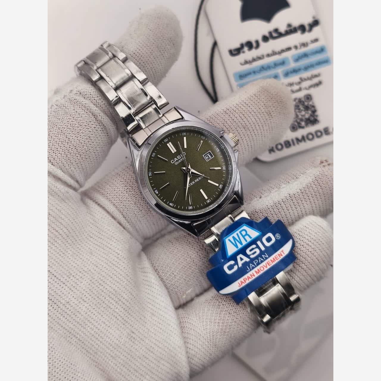 ساعت مچی زنانه کاسیو CASIO ژاپنی نقره ای سبز + جعبه