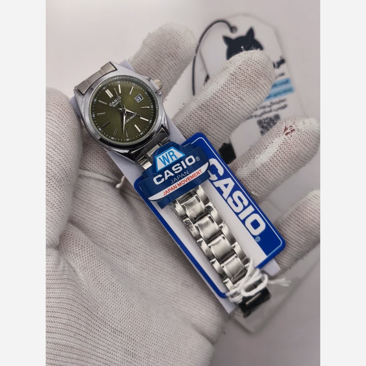 ساعت مچی زنانه کاسیو CASIO ژاپنی نقره ای سبز + جعبه