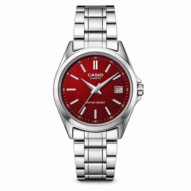 ساعت مچی زنانه کاسیو CASIO ژاپنی نقره ای سرخ + جعبه