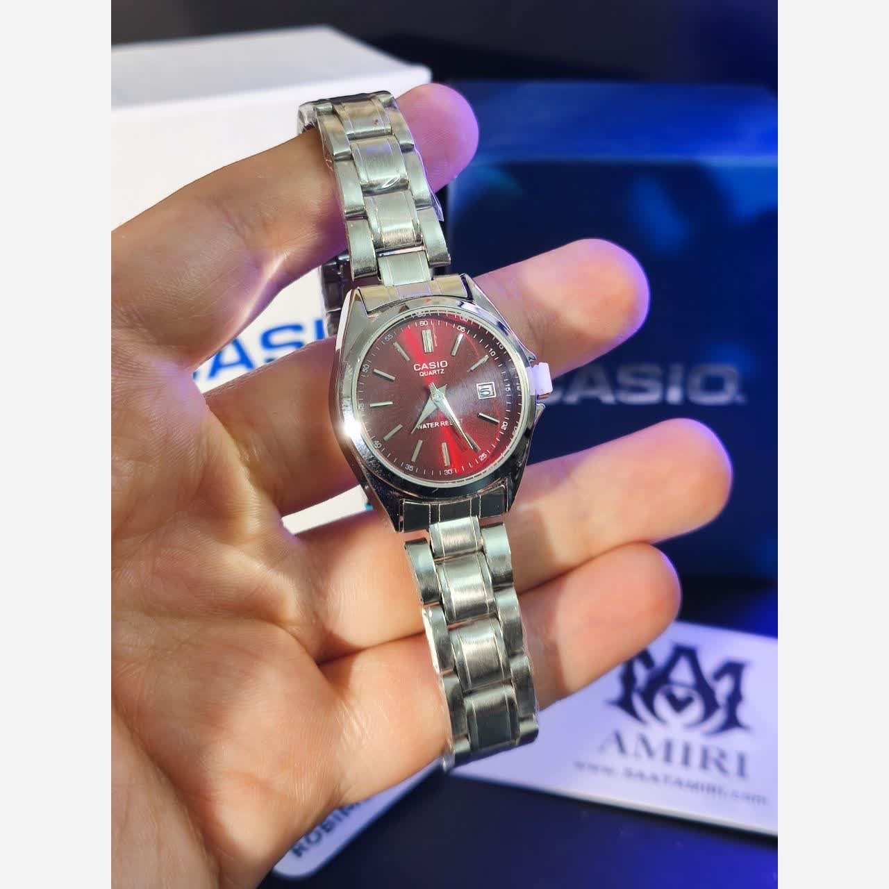 ساعت مچی زنانه کاسیو CASIO ژاپنی نقره ای سرخ + جعبه