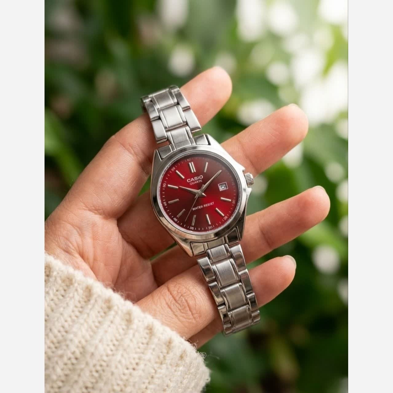 ساعت مچی زنانه کاسیو CASIO ژاپنی نقره ای سرخ + جعبه