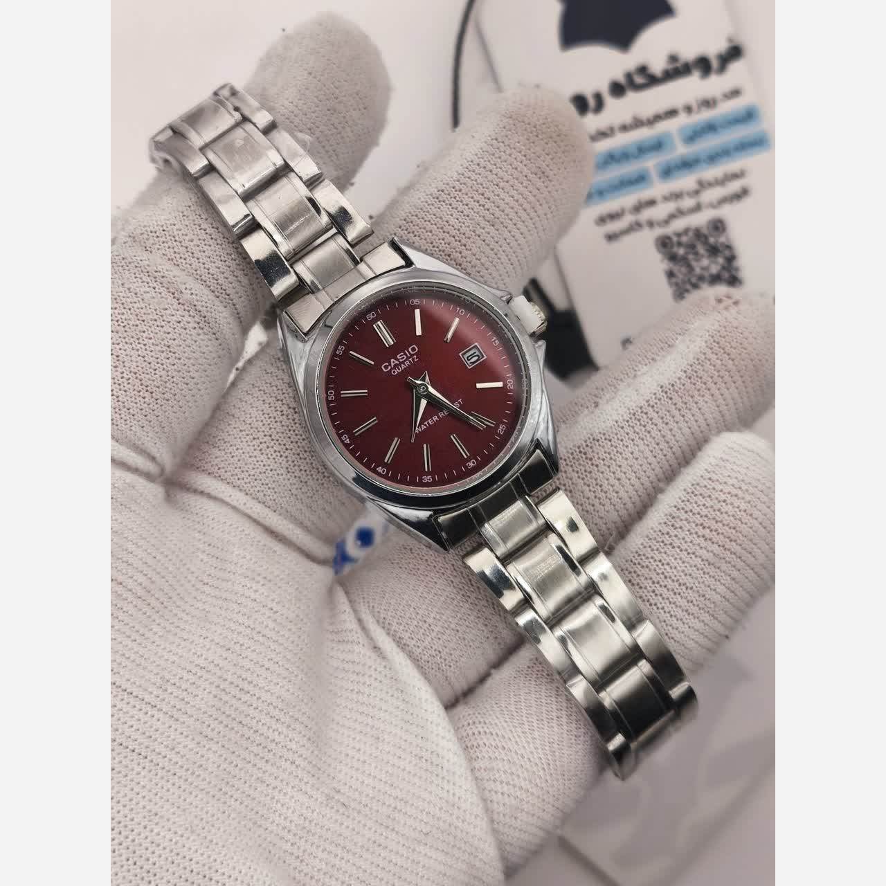 ساعت مچی زنانه کاسیو CASIO ژاپنی نقره ای سرخ + جعبه