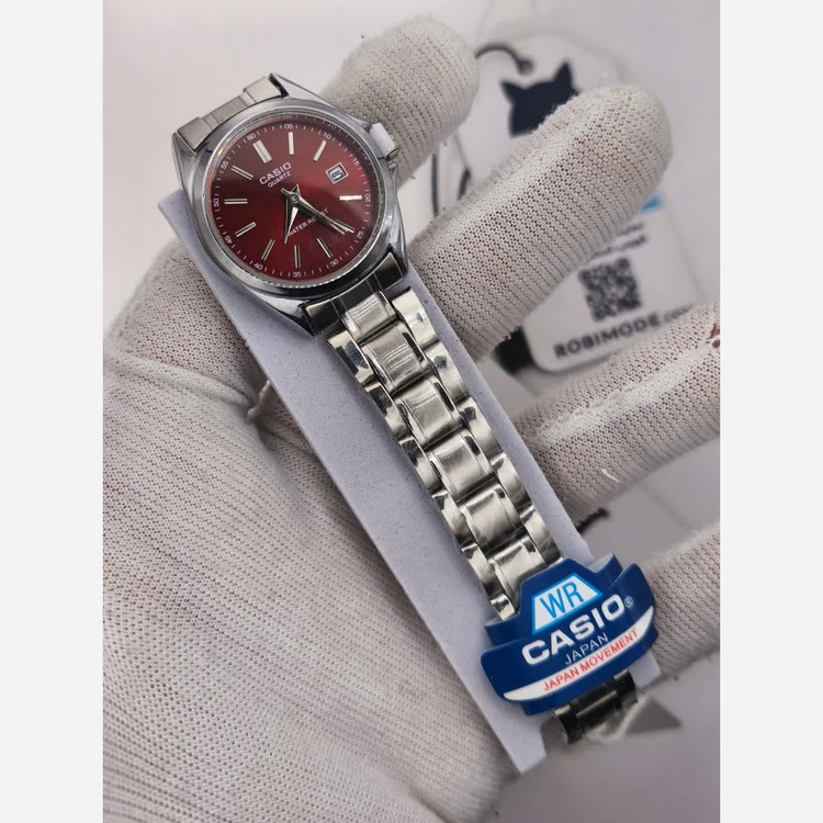 ساعت مچی زنانه کاسیو CASIO ژاپنی نقره ای سرخ + جعبه