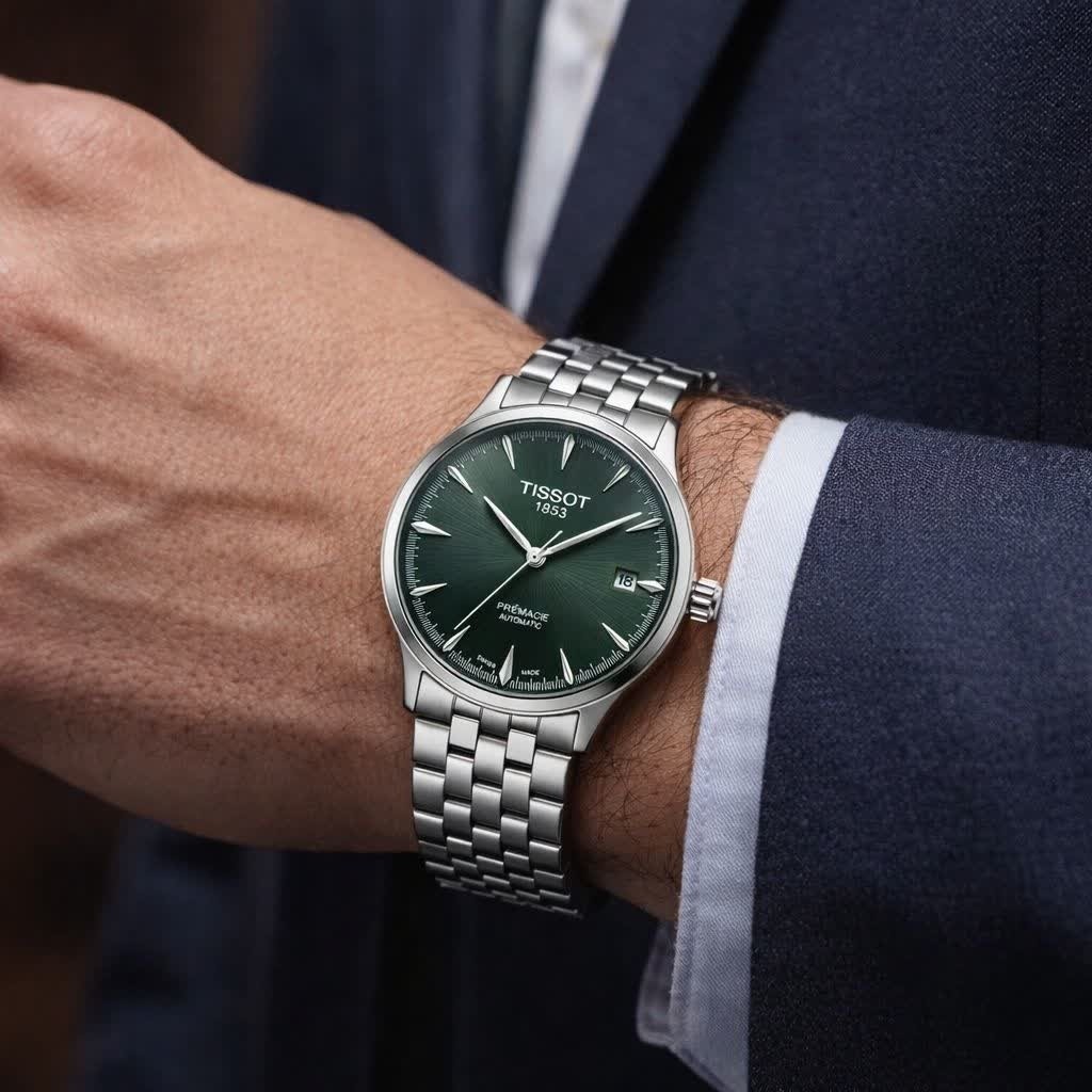 ساعت مچی کوارتز مردانه تیسوت TISSOT ارجینال قفل مخفی صفحه سبز