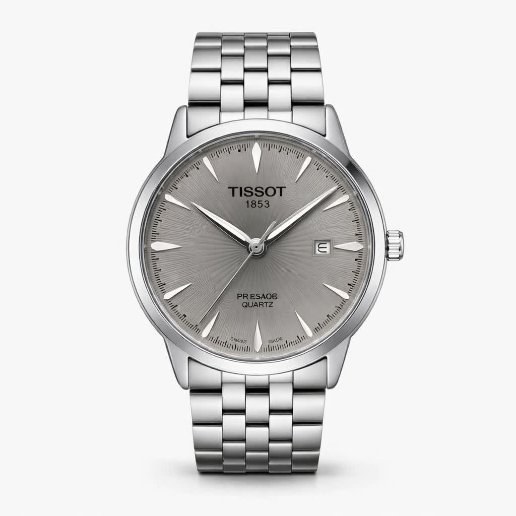 ساعت مچی کوارتز مردانه تیسوت TISSOT ارجینال قفل مخفی صفحه طوسی