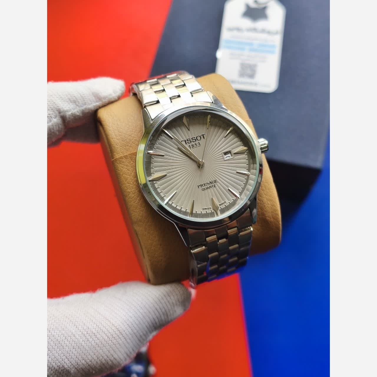 ساعت مچی کوارتز مردانه تیسوت TISSOT ارجینال قفل مخفی صفحه طوسی