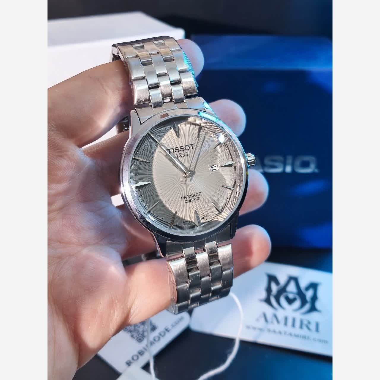 ساعت مچی کوارتز مردانه تیسوت TISSOT ارجینال قفل مخفی صفحه طوسی