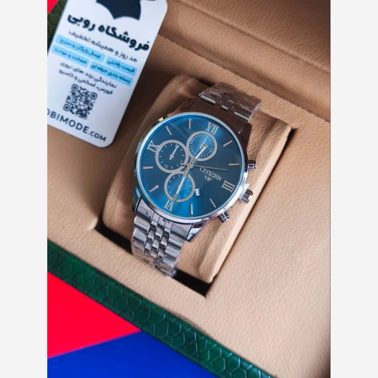 ساعت مچی مردانه سیتیزن CITIZEN VIP نقره ای آبی