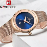 ساعت مچی عقربه ای زنانه نیوی فورس NAVIFORCE مدل Nf5004 موتور ژاپن صفحه آبی