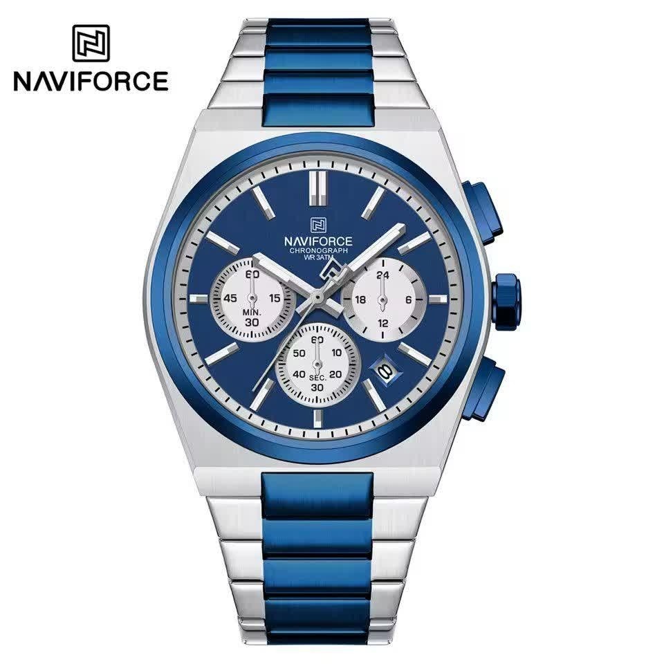 ساعت مچی کرنوگراف مردانه نیوی فورس NAVIFORCE مدل Nf8048 موتور ژاپن آبی