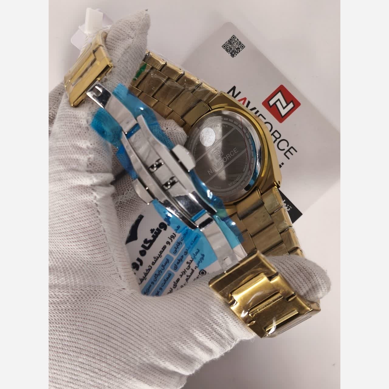 ساعت مچی کرنوگراف مردانه نیوی فورس NAVIFORCE مدل Nf8048 موتور ژاپن طلایی