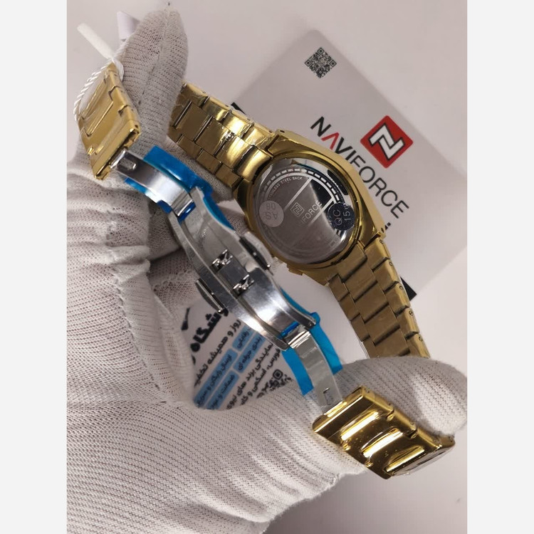 ساعت مچی کرنوگراف زنانه نیوی فورس NAVIFORCE مدل Nf8048 موتور ژاپن طلایی